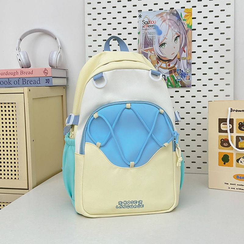 Mochila escolar de todo fósforo para niña fresca, salida de primavera, mochila ligera y pequeña, mochila de estudiante de color de contraste, mochila escolar