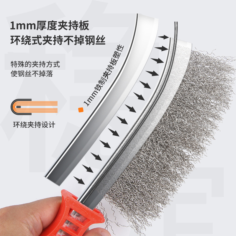 Cepillo de alta densidad multifuncional industrial Cepillo de alambre Nuevo cepillo de alambre de acero con mango para pulir y eliminar el óxido