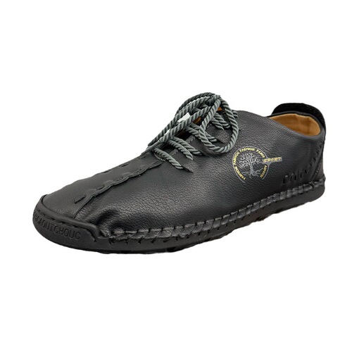 Spring Men's Casual Leather Shoes Large Size Handmade Bead Shoes Fashion Laced Business Men's Shoes