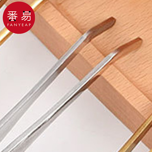 Free Shipping/10Y Tea Tongs Ac1S65 - Stainless Steel Copper Tea Leaf Tweezers Tea Cup Clip Bamboo