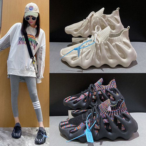 Couple flying knitted socks shoes for women and men 2024 spring new Korean style breathable sports and casual shoes Octopus running shoes