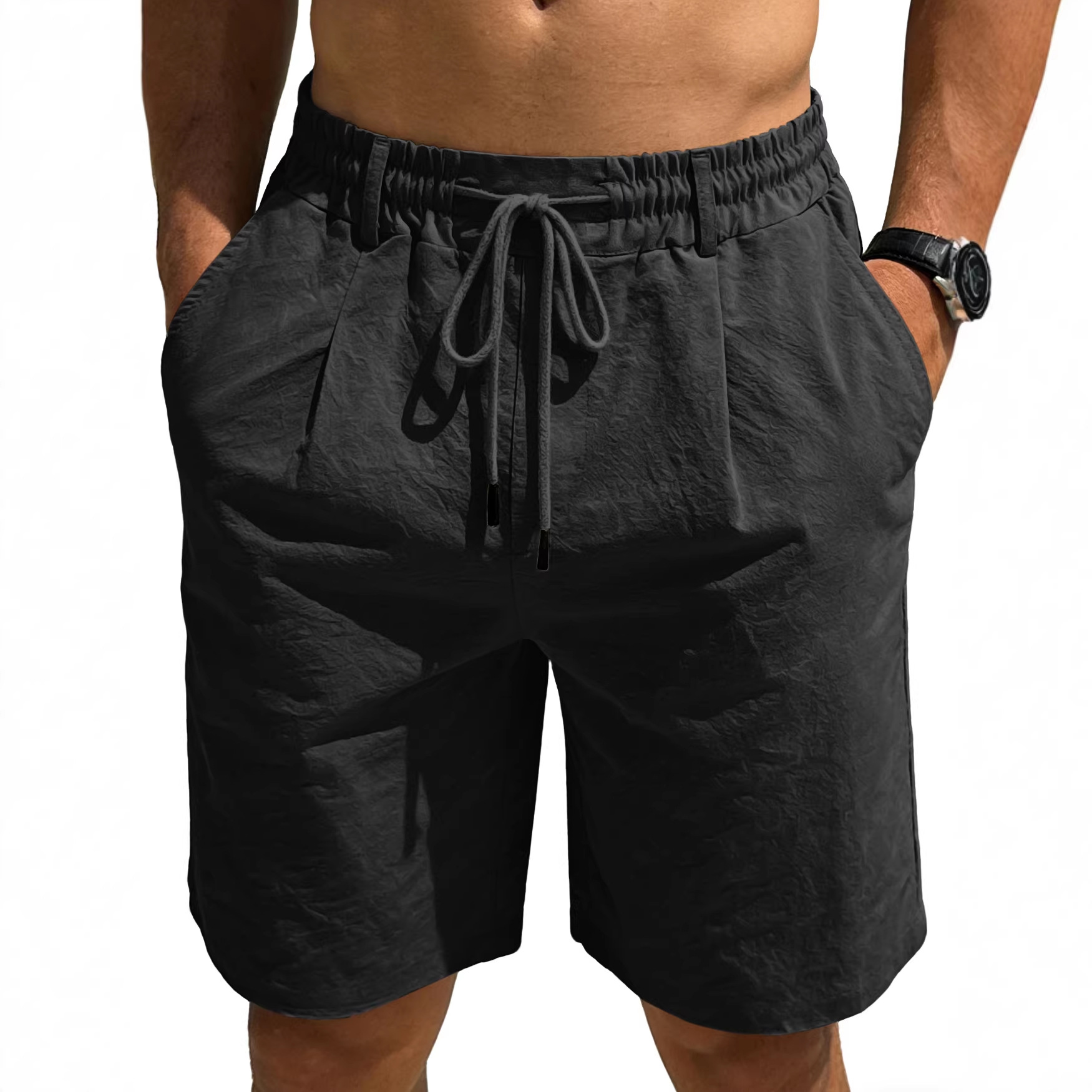 Transfronterizo Amazonwish comercio exterior hombre nuevo suelto lino pull-out pantalones deportivos casuales de color puro