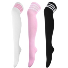 W 84509 Three-strip Over-the-knee Socks �����ܹ�ϥ��Ͳ��