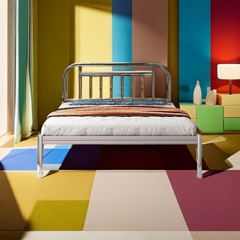 Stainless Steel Titanium Bed Frame 304 Thickened 1.5m Modern Simple Light Luxury Internet Celebrity Bed