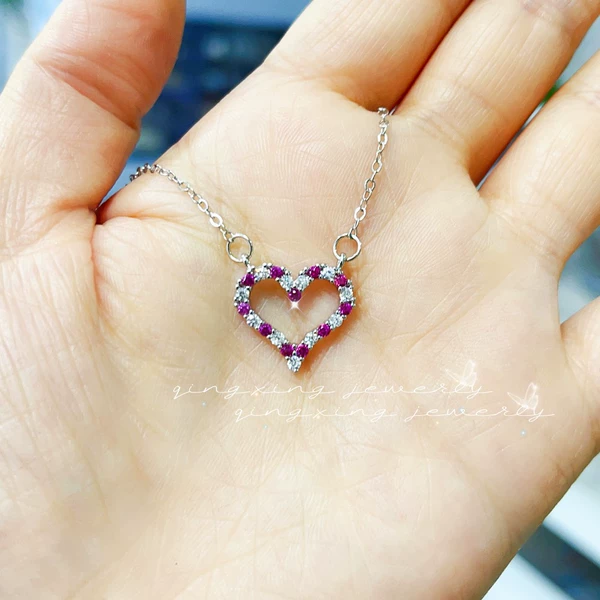 Red corundum + white zirconium necklace