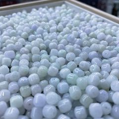 a货翡翠散珠子冬瓜珠天然玉石diy饰品配件耳环糯冰小南瓜手链挂件