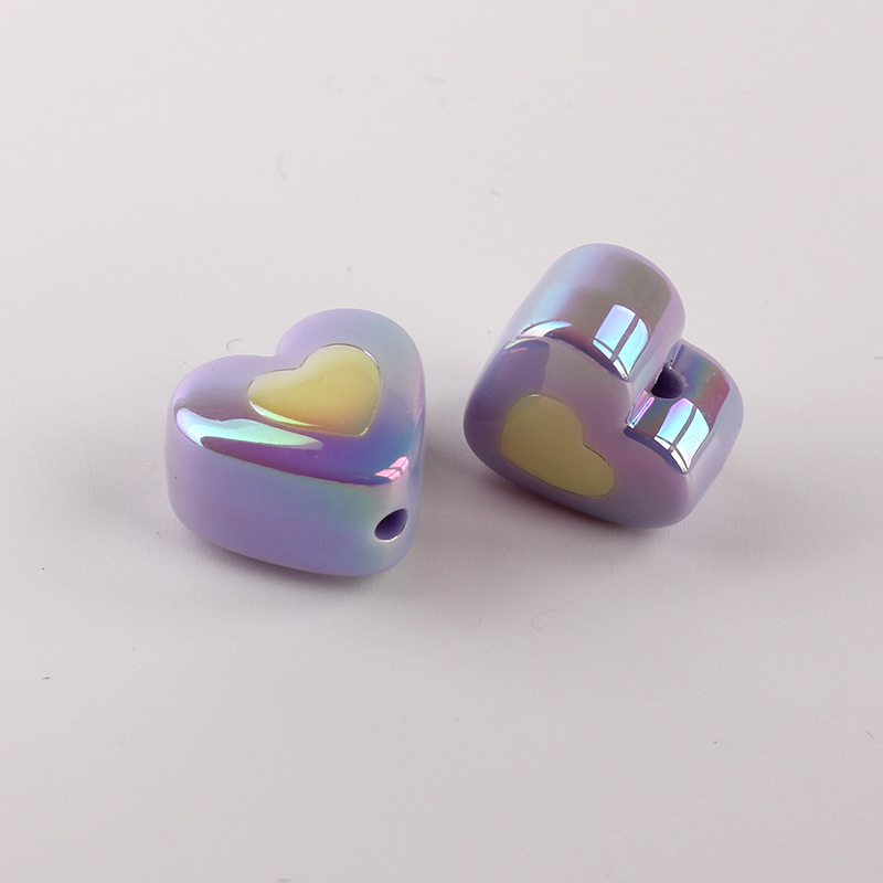 5g Weight Beads Jewelry Making Type DIY Ornament Accessories Classification 1 Piece Quantity Acrylic Material Heart Shape Pattern All Seasons Season Plating Design Simple Style Style 1 Piece Acrylic Heart Shape Beads DIY Ornament Accessories 4