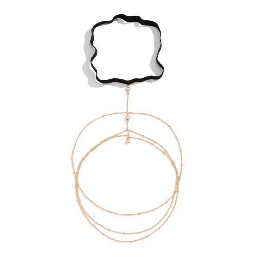 Cross-border jewelry for Europe and America, sexy beach faux pearl body chain, minimalist sexy star-shaped water diamond fringe thigh chain