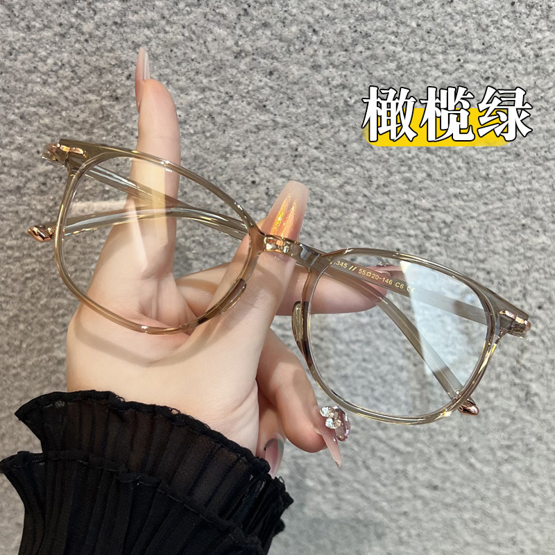 韩版TR90冷茶色复古近视眼镜框男女同款学生文艺平光镜架可配度数|undefined