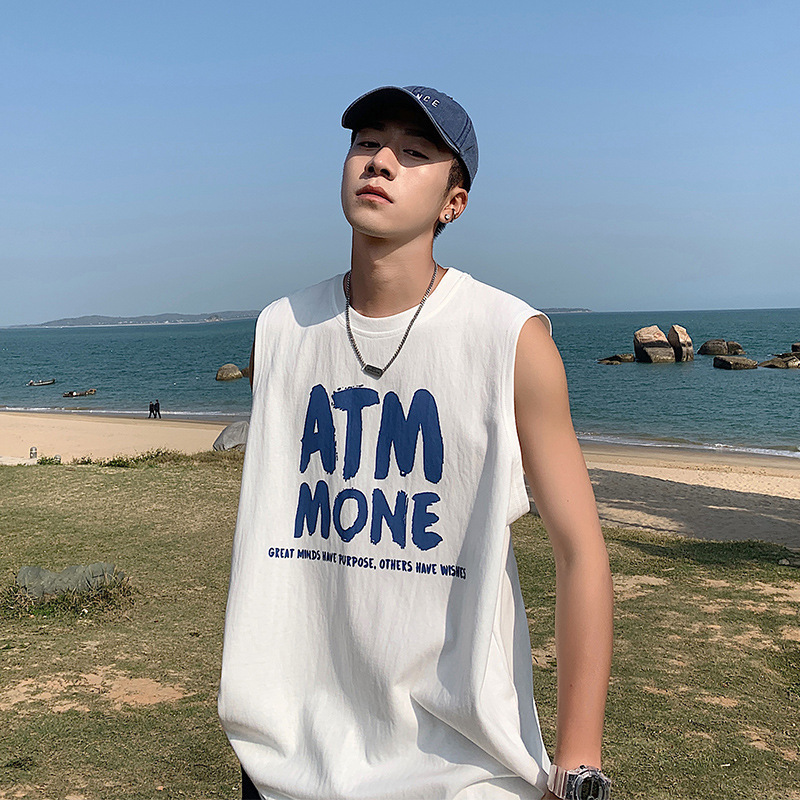 Sleeveless T-Shirt Men's Summer Outer Wear Loose Waistcoat Sports Vest Ins Trendy Brand Fitness Basketball Thin Trendyy Top