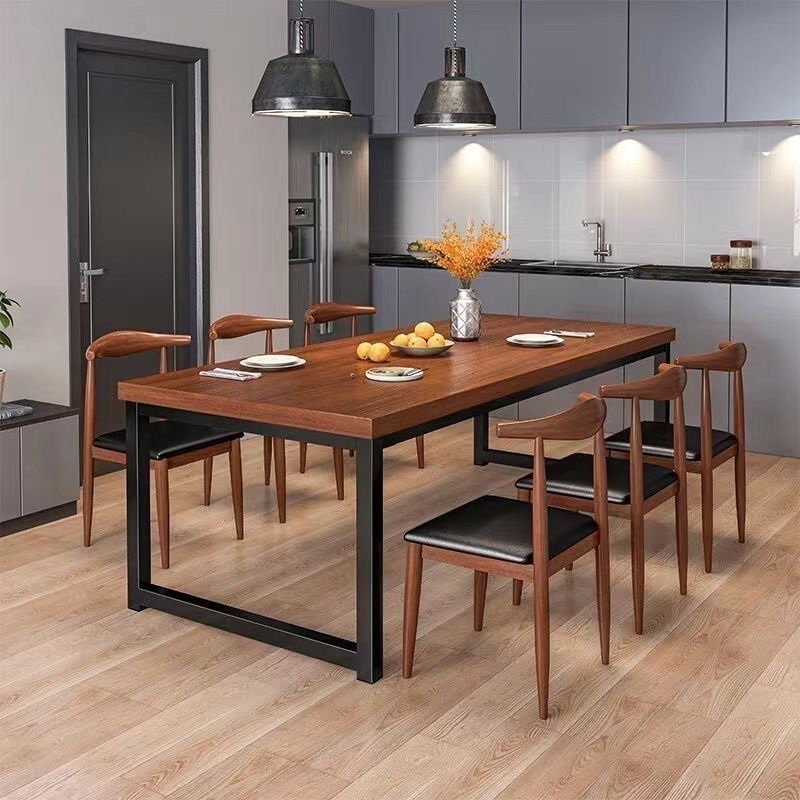 Nordic Simple Dining Table Small Apartment Household Rectangular Dining Table Fast Food Commercial Rental Room Dining Table and Chair Combination