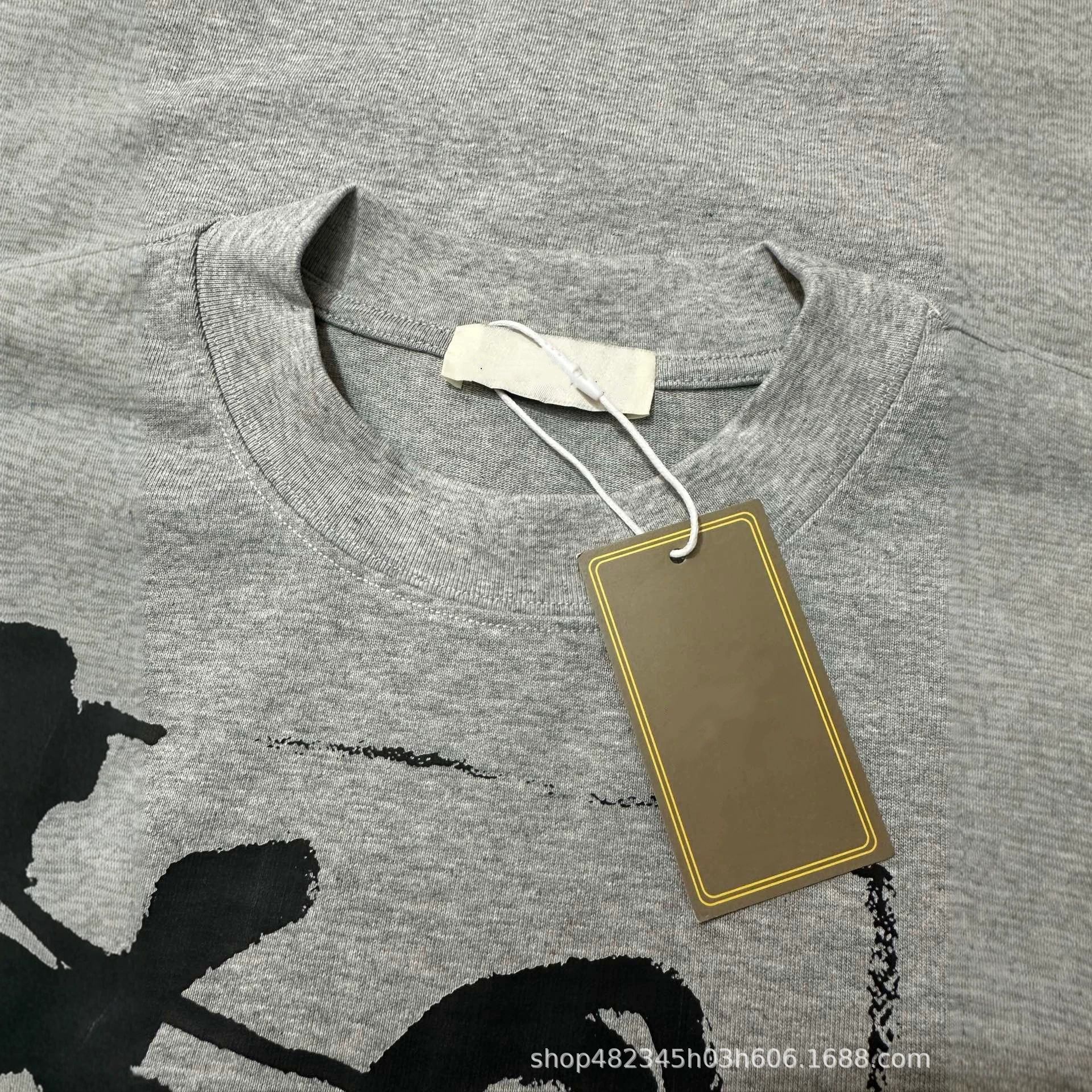 Camiseta de Manga Corta de Algodón de 400 g, Estampado Artístico de Grafiti LIES Invertido 26FW, Unisex y Holgada
