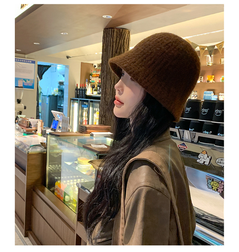 Knitted Hat Children's New Autumn and Winter Face Show Small Solid Color Simple Wool Bucket Hat Warm and Fashionable_voghion.com