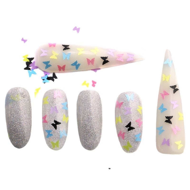 Nuevo manicurismo fluorescente mezcla de mariposa de color fantasma de forma diferente flash de manicurismo fluorescente mariposa