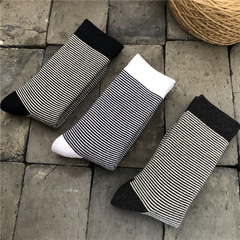 21早春款 日系復古細條紋全毛圈高筒棉襪 保暖透氣加厚毛巾男襪棉