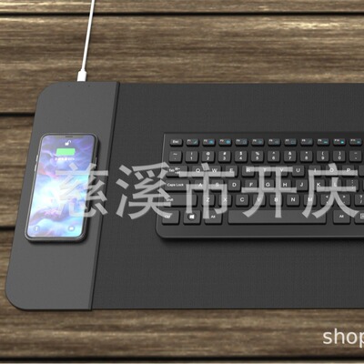 黑色手机充电发光鼠标可定制垫热转印工艺桌垫彩色锁边潜水料材质|ru