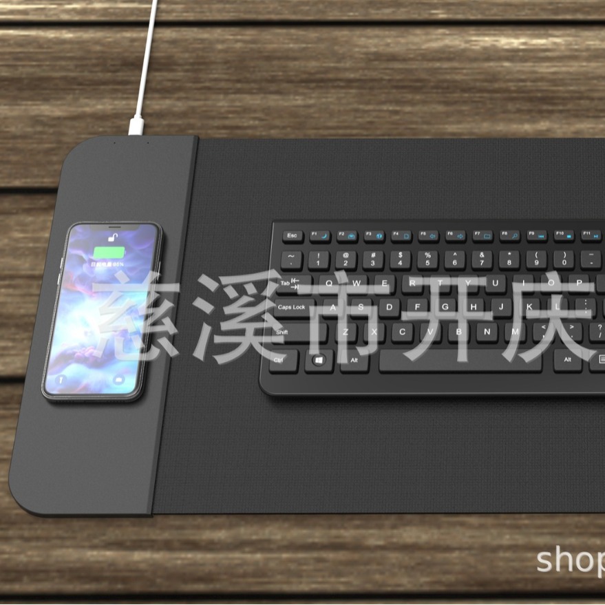 黑色手机充电发光鼠标可定制垫热转印工艺桌垫彩色锁边潜水料材质|ru