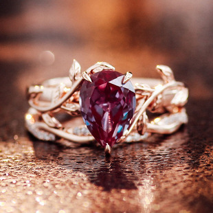 Cross-border New Cultivated Gem Set Ring 2.4 karat Alexander Gem Inlaid with Mosan Diamond Light Luxury Ring