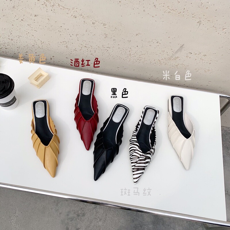 Dongdaemun Pointed-Toe Sandals for Women, Closed-Toe Ruched Slip-On Mules, Summer Outdoor Wear New Style Dongdaemun Pointed-Toe Sandals for Women, Closed-Toe Ruched Slip-On Mules, Summer Outdoor Wear New Style