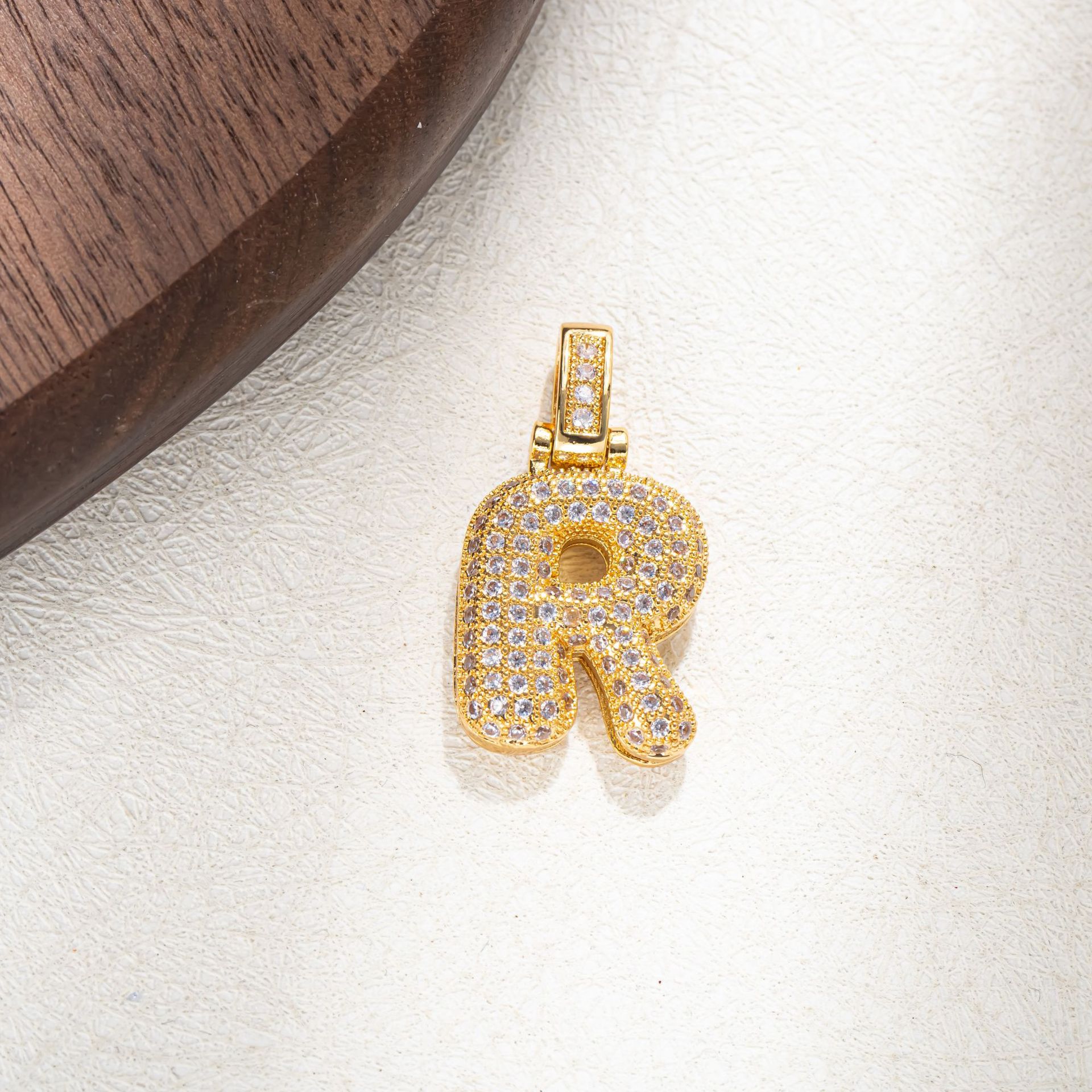 7g Weight Pendant Jewelry Making Type Golden Plated Plating Material Zircon Inlay Material 1 Piece Quantity Casual Occasion Copper Material Letter Pattern Women's Gender Simple Style Style Plating Craft 1 Piece Copper Zircon Letter Pendant 19