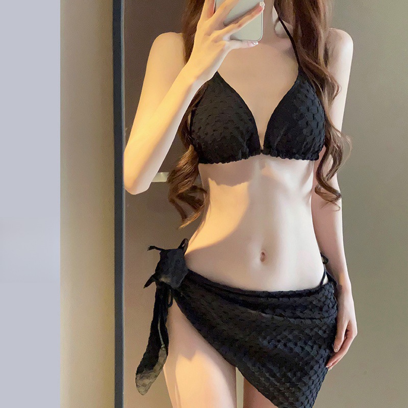 跨境專供比基尼泳衣女2024新款五件套高級感度假泡溫泉設計感顯瘦