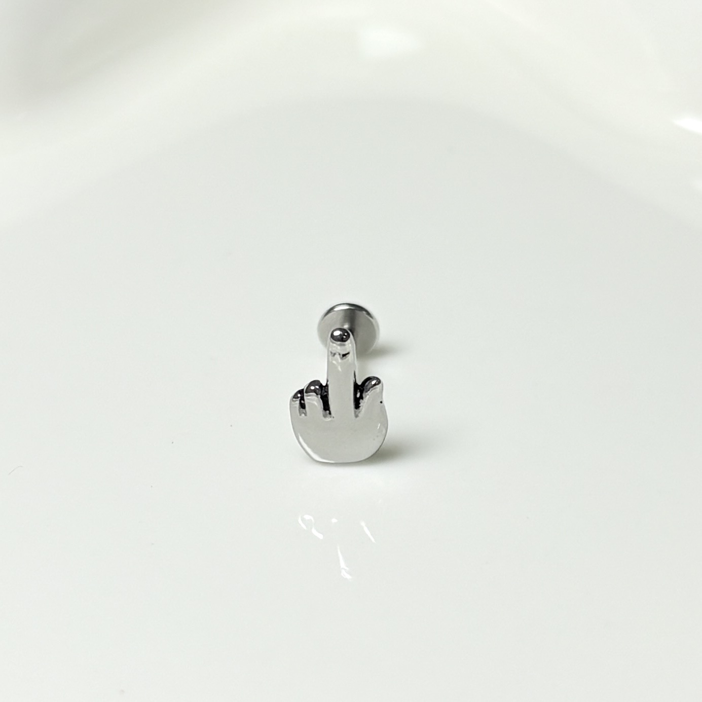Pointed labret stud close-up product detail