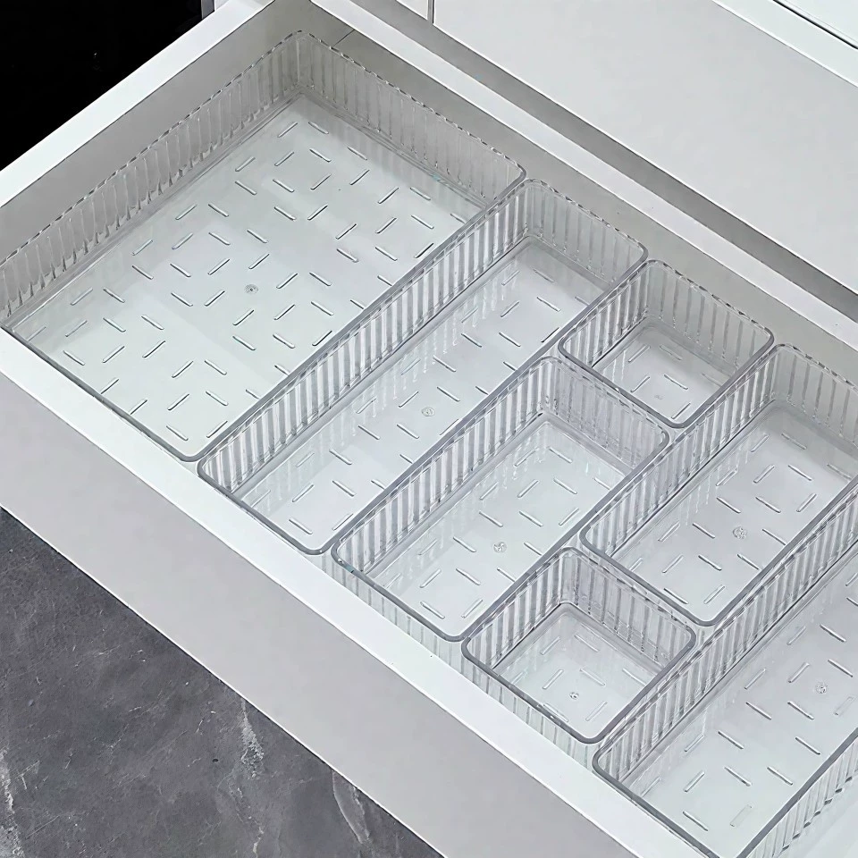 Storage box acrylic tabletop organizer, clear modular makeup & dresser storage, multiple set sizes