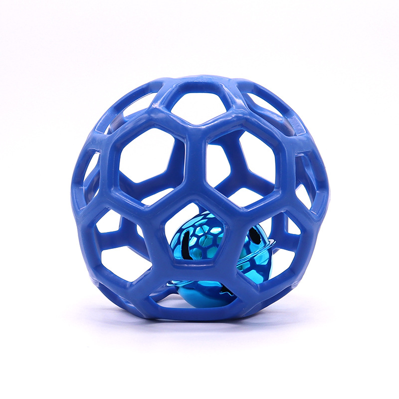 Juguete para perros, sonido, bola de campana, bola de malla de goma, rompecabezas, mascota hueca, bola de olfato, resistente a morder, juguete para perros