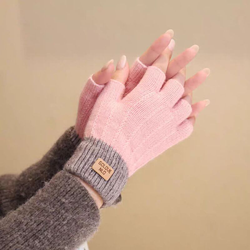 秋冬保暖手套女士加厚加绒简约时尚防寒户外骑行车针织保暖手套|undefined
