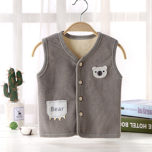 Children's vest, unisex backless top for girls, innerwear for autumn and winter babies, warm lapels for boys, outerwear, thick warm vest