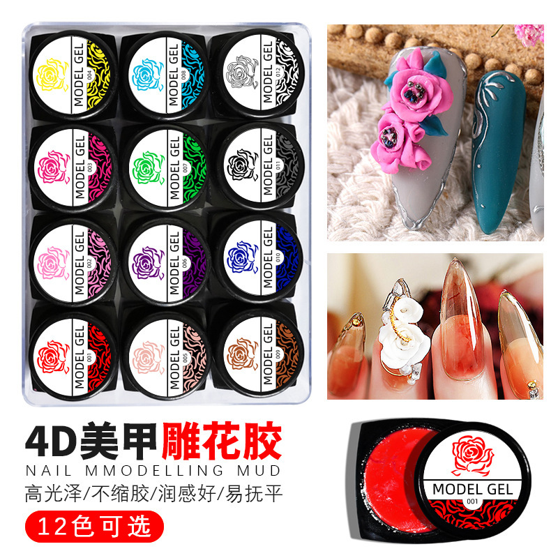 Nail Art Carving Clay 3D Model Glue DIY Nail Phototherapy Painting Shaping Glue Modeling Clay Nail Art Tools