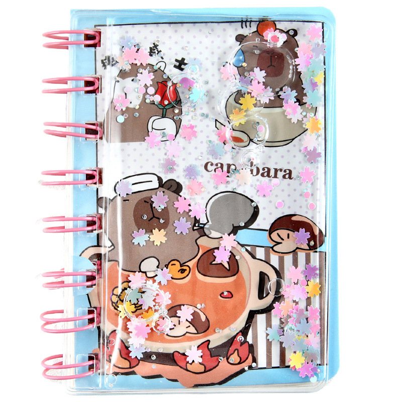 Kapibala en el libro de bobina de aceite, arenas movedizas de dibujos animados, libro de cuentas de mano de boutique lindo, libro de bolsillo, papelería para estudiantes