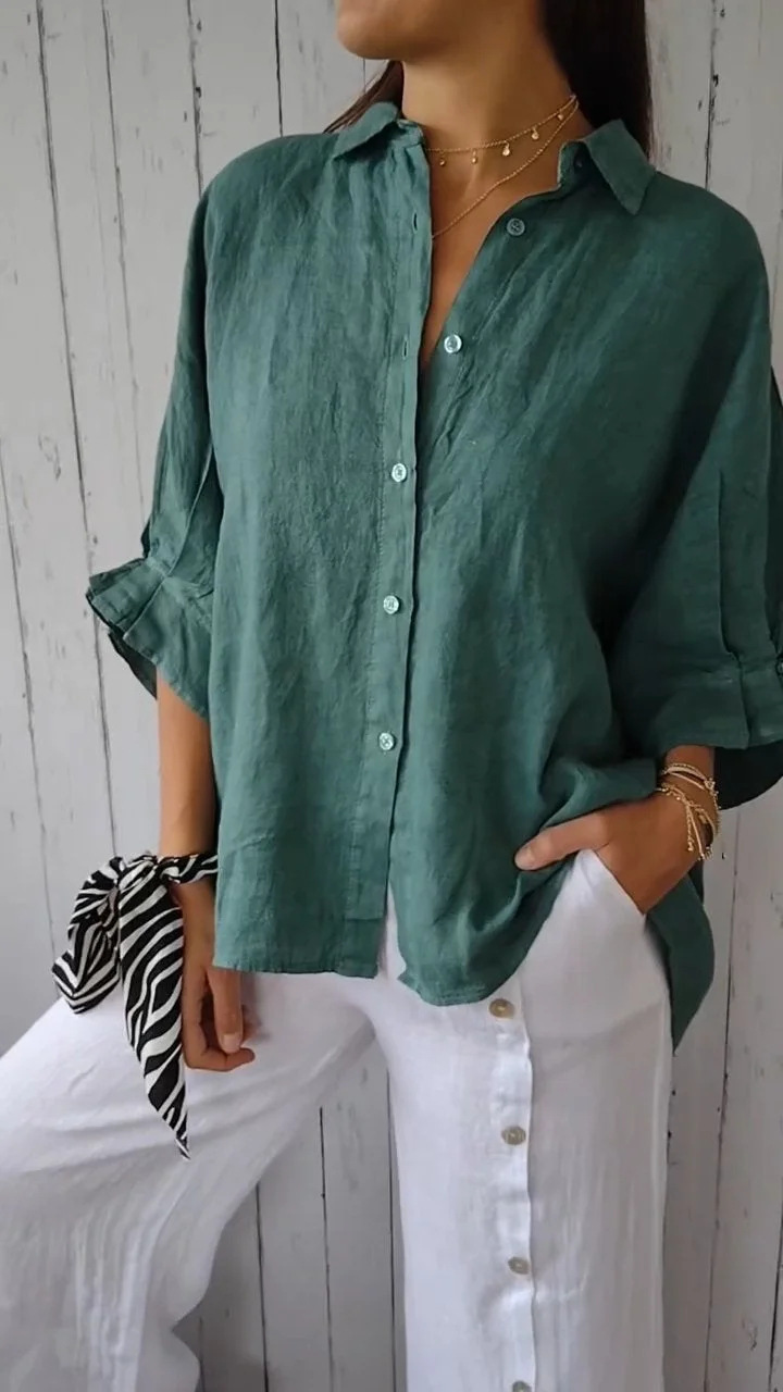 Women's Blouse Long Sleeve Blouses Button Casual Solid Color display picture 6