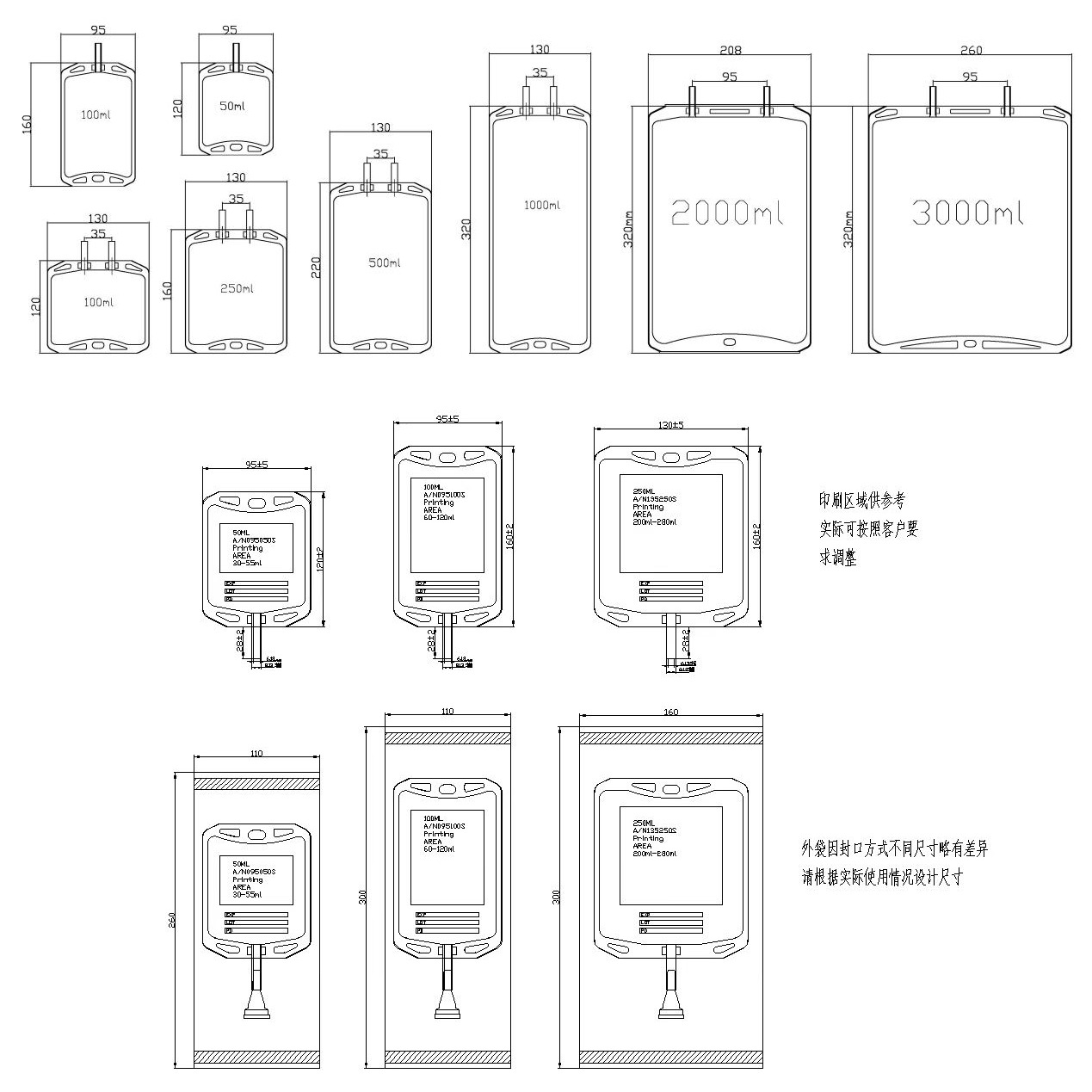 定制静脉输液袋空静脉输液软袋临床注射生理盐水非PVC软袋