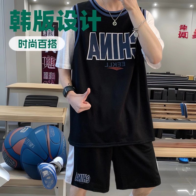 篮球运动套装男夏季短袖T恤短裤两件套韩版潮流百搭帅气宽松速干|ms