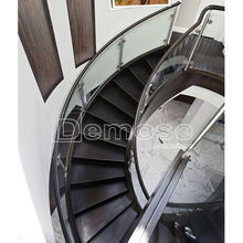 钢木结构别墅复式楼梯 商店阁楼不锈钢弧形楼梯实木 出口品质
