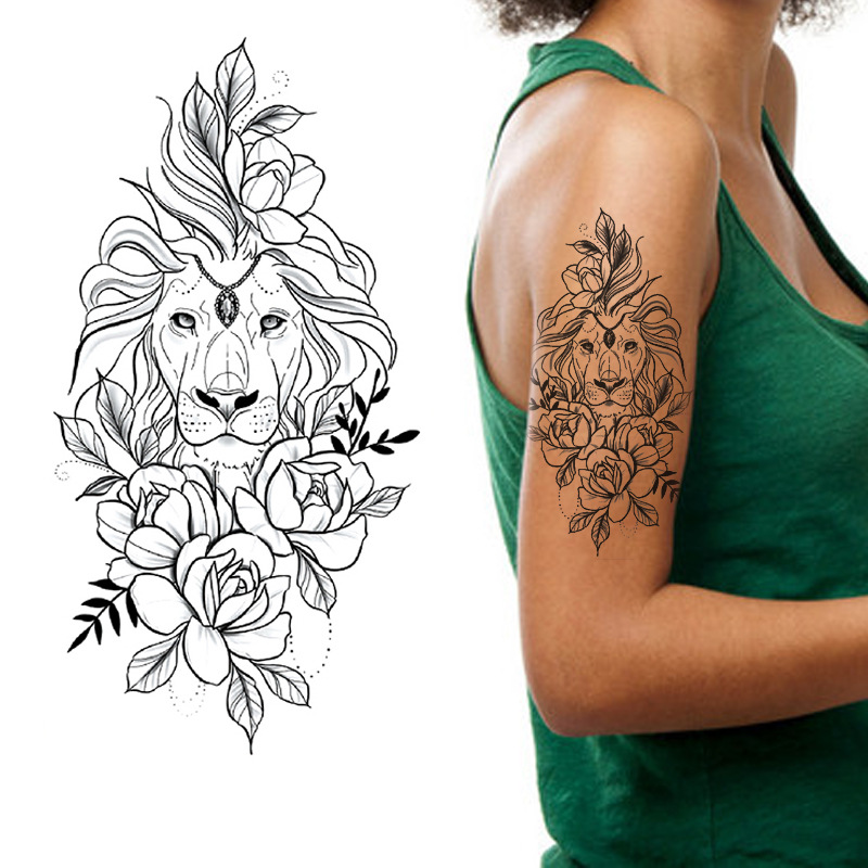 Pegatinas de tatuaje dibujos animados flor brazo pegatinas medio brazo completo oso ciervo divertido transfronterizo color creativo tatuaje pegatinas al por mayor