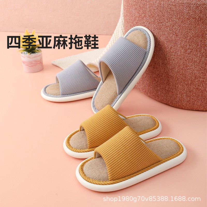 Internet Celebrity Anchor Explosion Mute Slippers Women's Home Linen Slippers Home Four Seasons Couple's Home Slippers Men