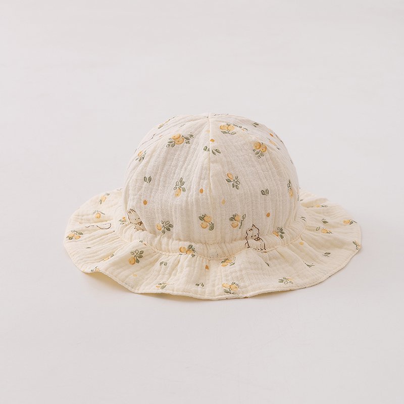 3-25 Meses sombrero de bebé primavera y otoño delgado sombrero de pescador de bebé sombrero de protección solar ajustable sombrero de maceta primavera flores trituradas