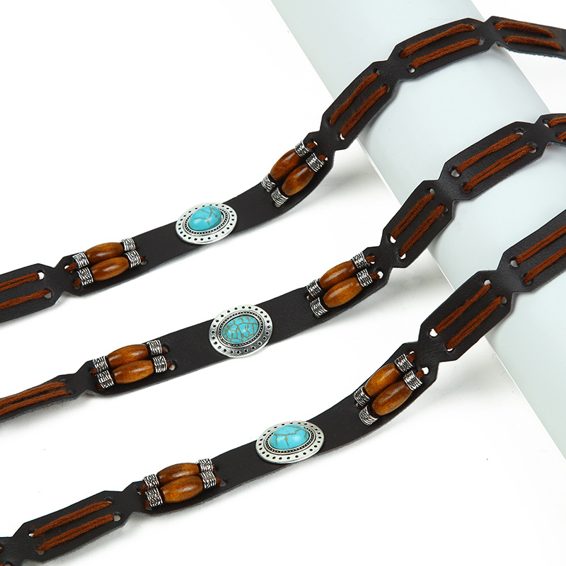 Retro Simple Style Oval Cord Knitting Inlay Turquoise Unisex Rope 1 Piece display picture 3