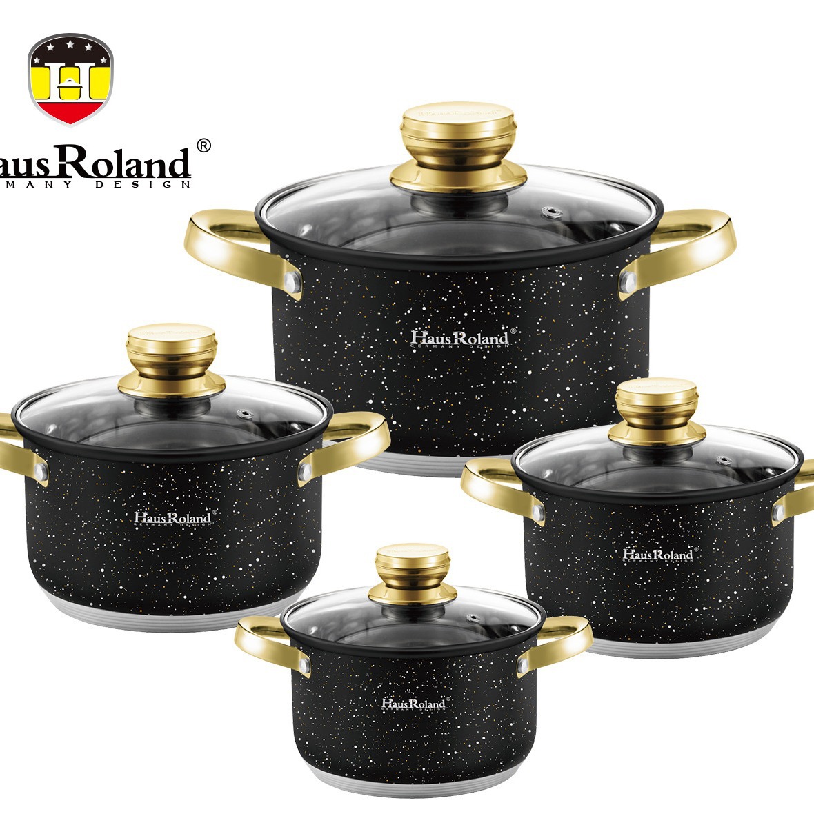 Set de cocina de acero inoxidable 8 piezas set de exportación doméstica utensilios de cocina de punto negro combinación de cocina de gas transfronteriza