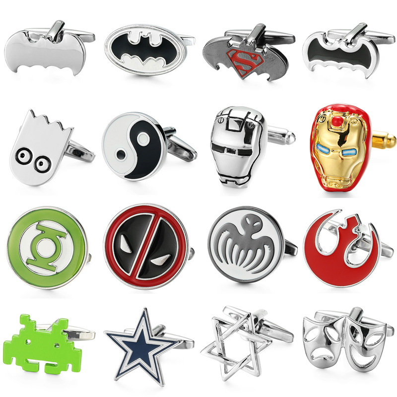 Frame Moe Fashion Cufflinks Marvel Anime Cufflinks Superhero Cufflinks High Quality Copper Material French Shirt Accessories