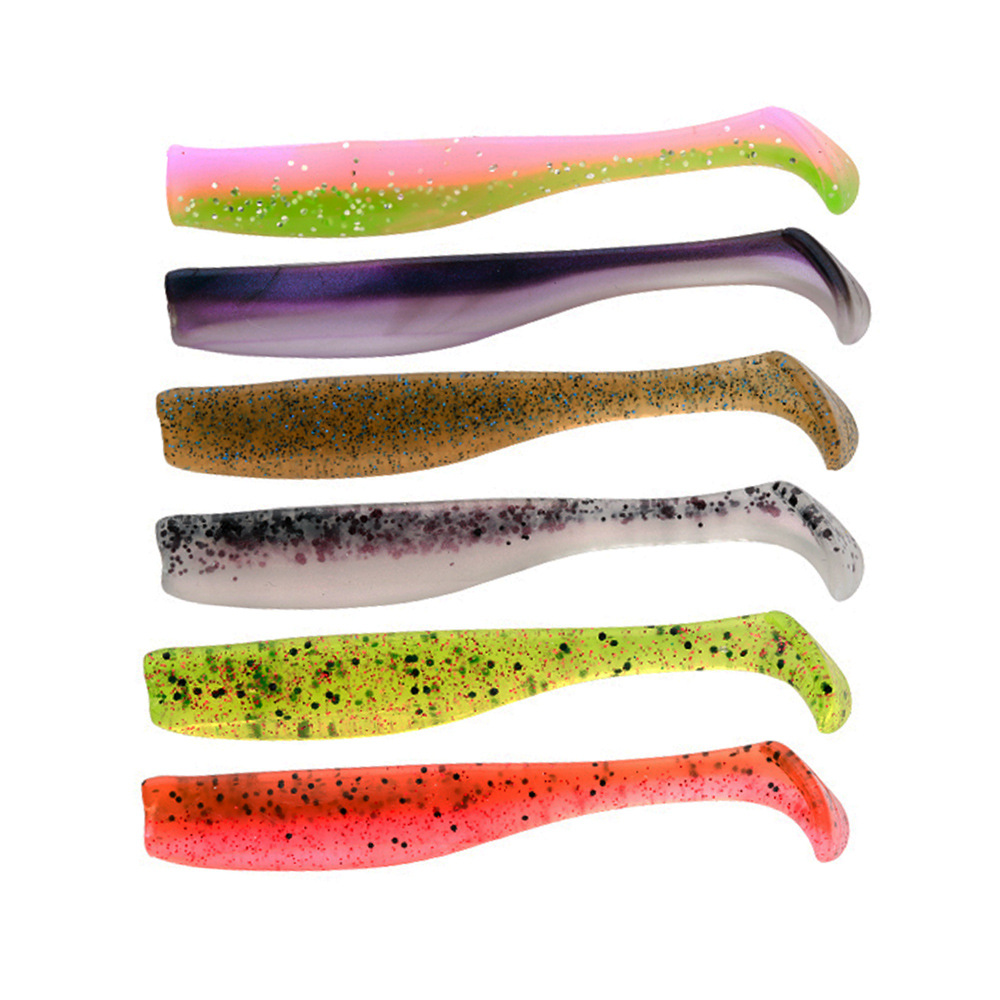 TPR cebo suave flotante T cola Luya cebo 6/Paquete de gusano suave de agua dulce mar pesca cebo falso 7cm 2,3g