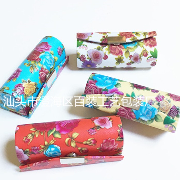 PU皮质纽扣口红盒单支纽扣唇膏盒带镜子 饰品盒 收纳盒 礼品盒包