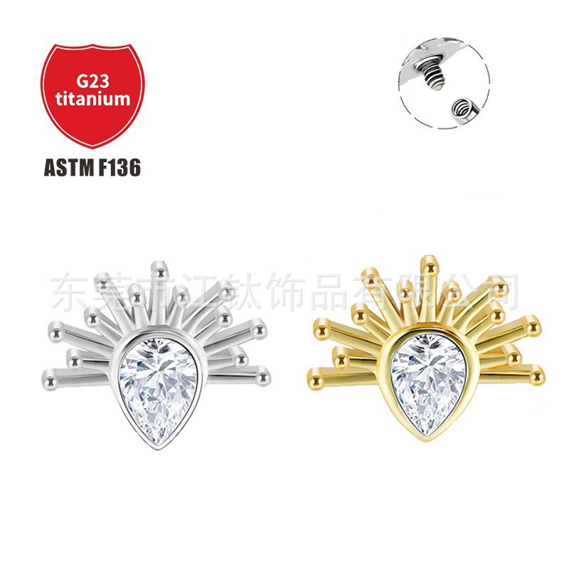 Pointed titanium steel lip stud product view