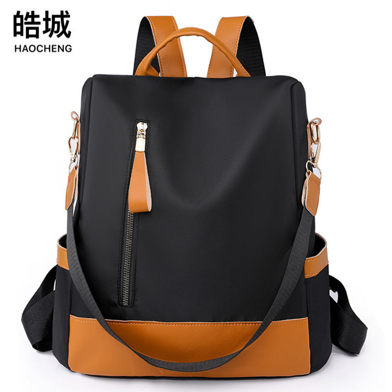 2023 nueva mochila antirrobo de nailon coreano moda femenina color contraste multifuncional ligero mochila de viaje de doble uso
