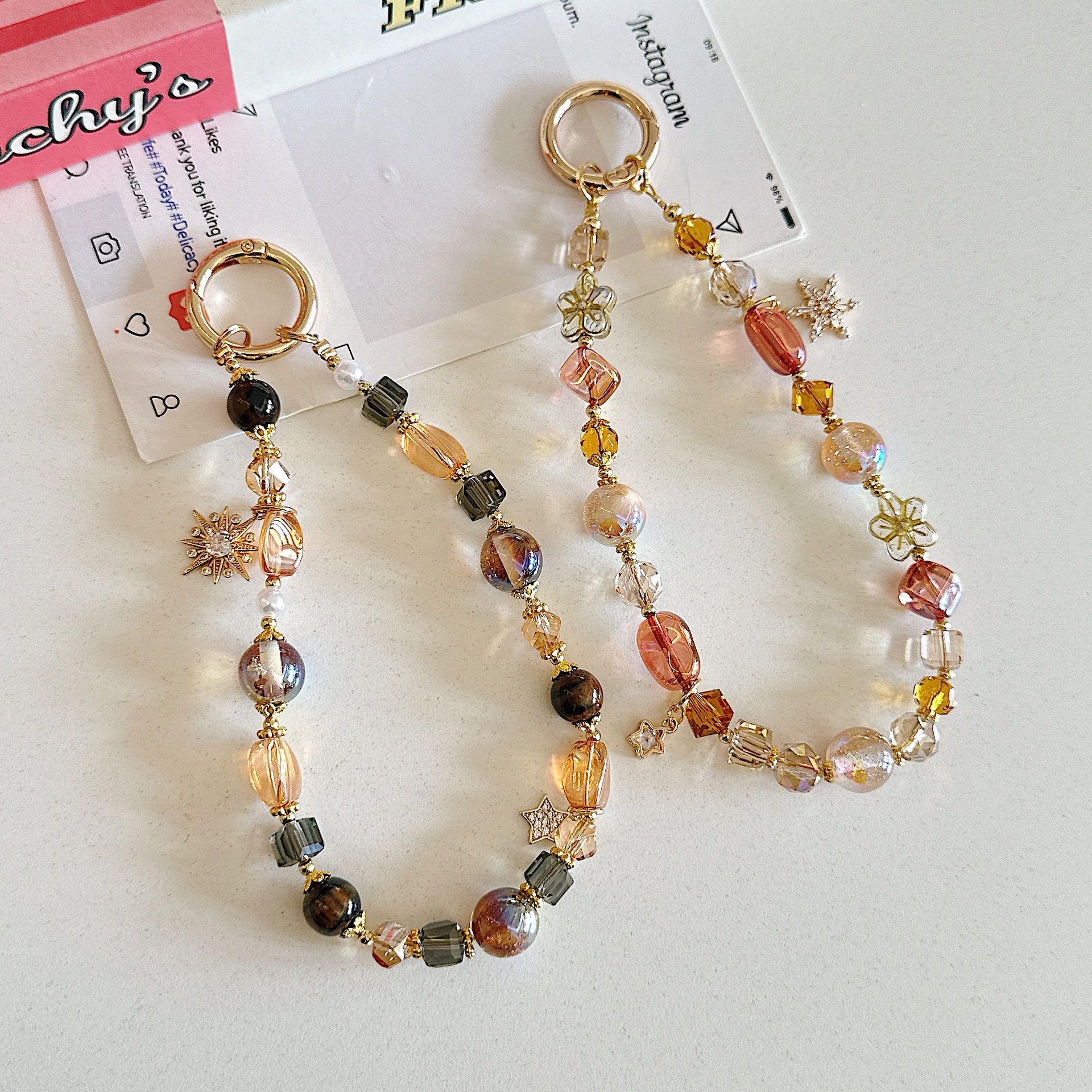 Boutique hecho a mano de alta gama para teléfono móvil cadena corta Merah pulsera cordón de teléfono móvil de moda mochila/colgante corto