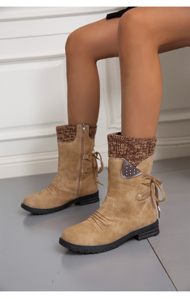 Large Size Short Boots Women Fashion Explosion Outer Boots Women Solid Color Low Heel Short Boots_voghion.com