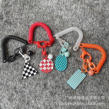 韩风格子卡通塑料防丢电话线彩色弹簧绳钥匙链包包手机挂绳钥匙扣