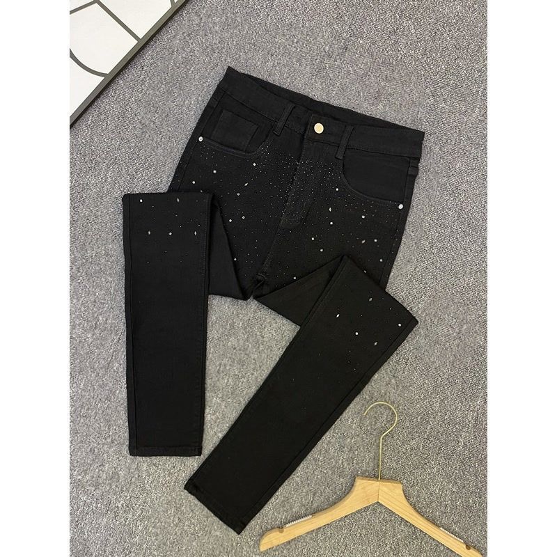 Miesten vaatteet Sanli Dadi Amerikkalaiset farkut verkko punainen tähtitaivas kuuma timantti musta elastinen pienet jalat miesten trendikäs merkki tähtitaivas_voghion.com